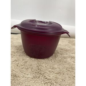 Tupperware 6451 Microwave Rice Maker Steamer Cooker 2 Piece Set Purple 2.2L Bowl
